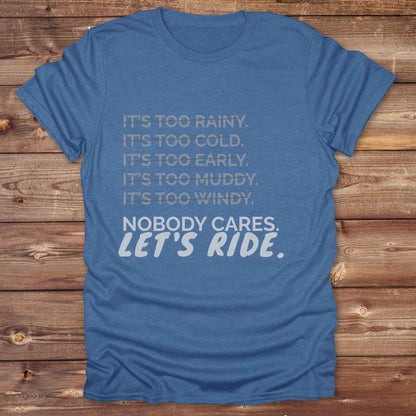 royal heather blue Let's Ride T-Shirt Barn Essential Tee for Horse Riders, Equestrian Apparel