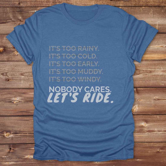 royal heather blue Let's Ride T-Shirt Barn Essential Tee for Horse Riders, Equestrian Apparel