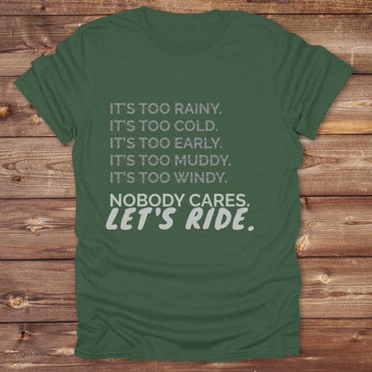 military green Let's Ride T-Shirt Barn Essential Tee for Horse Riders, Equestrian Apparel
