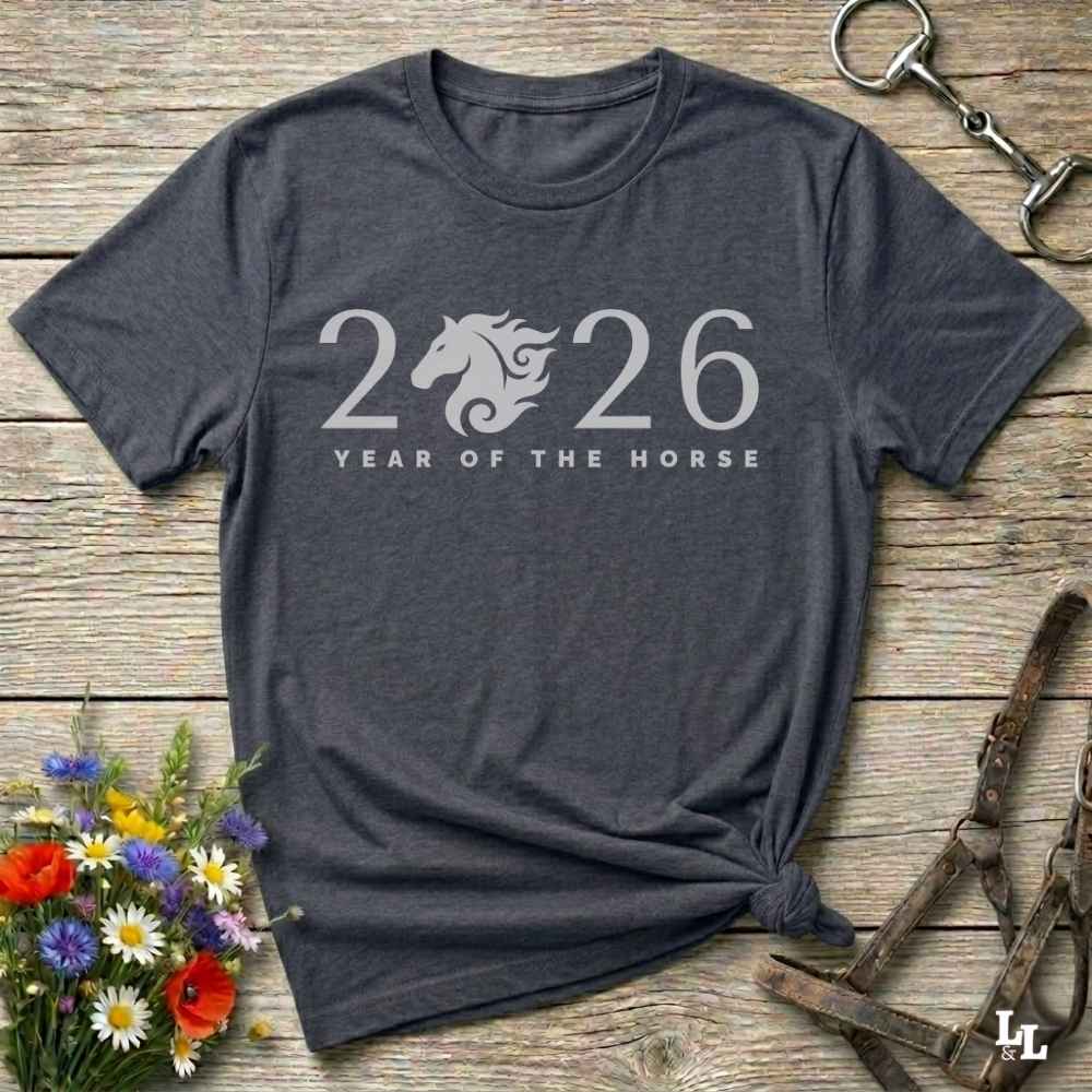 gray  Year of the Horse T-Shirt for Horse Lovers, Cowgirl Shirt, Rider Apparel
