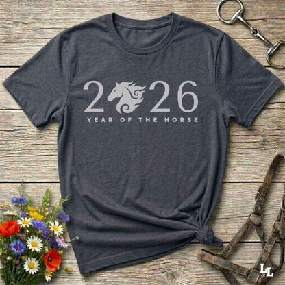 gray  Year of the Horse T-Shirt for Horse Lovers, Cowgirl Shirt, Rider Apparel