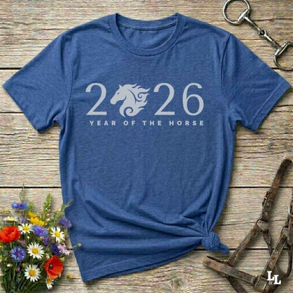 blue  Year of the Horse T-Shirt for Horse Lovers, Cowgirl Shirt, Rider Apparel