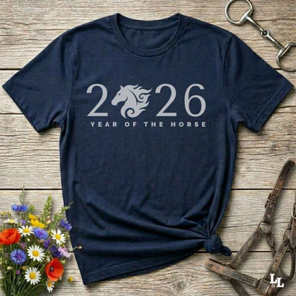 navy blue  Year of the Horse T-Shirt for Horse Lovers, Cowgirl Shirt, Rider Apparel