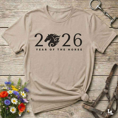 beige  Year of the Horse T-Shirt for Horse Lovers, Cowgirl Shirt, Rider Apparel