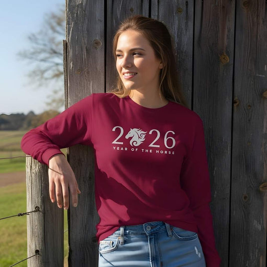 Year of the Horse Long Sleeve Tee for Horse Lovers, Barn wear Riding Apparel