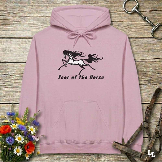 pink Year of the Horse Hoodie for Horse Lovers, Riding Apparel, Cowgirl Sweatshirt