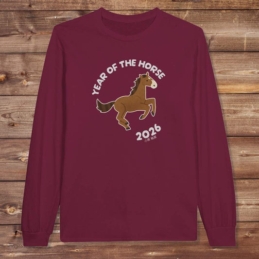 Year of the Horse Long Sleeve Tee for Horse Lovers, Trail ride shirt, Equestrian Apparel