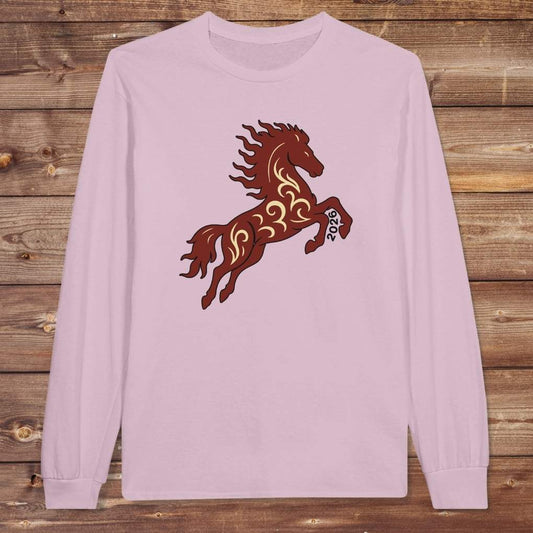 Pink Horse of the Year Long Sleeve Tee for Horse Riders, Riding Wear Equestrian Tee