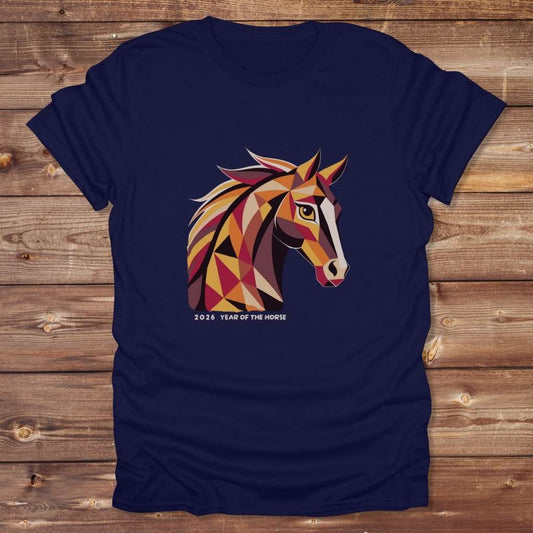 navy blue Year of the Horse T-Shirt for Horse Lovers, Riding Apparel Cowgirl Shirt