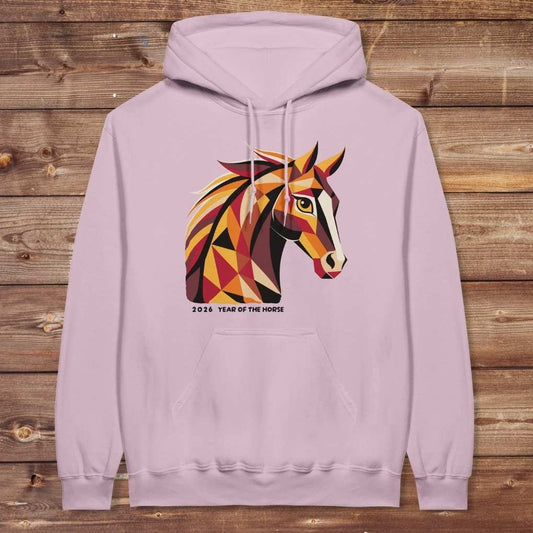 Pink Year of the Horse Hoodie for Horse Lovers, Western Riding Apparel, Cowgirl Sweatshirt