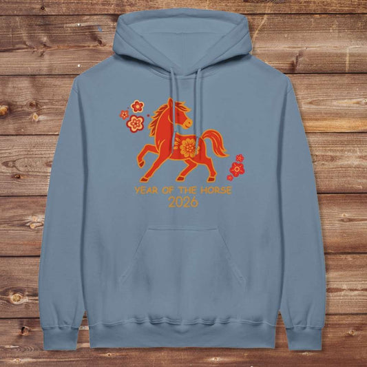 Blue Year of the Horse Hoodie for Horse Lovers, Cowgirl Sweatshirt Riding Apparel
