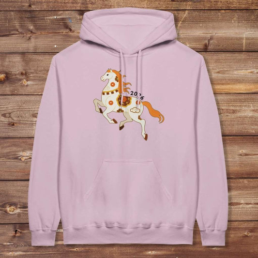Pink Year of the Horse Hoodie for Horse Lovers, Cowgirl Sweatshirt, Activewear for Horseriding