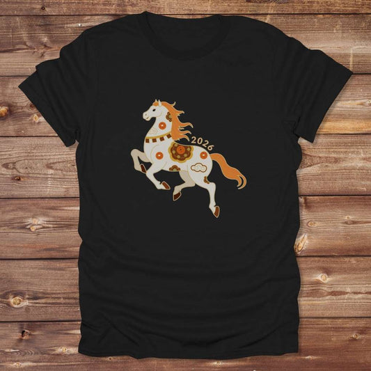 Black Year of the Horse T-Shirt for Horse lovers, Riding Apparel