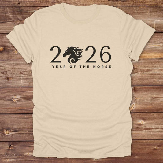 sand beige Year of the Horse T-Shirt for Horse Lovers, Cowgirl Shirt, Rider Apparel