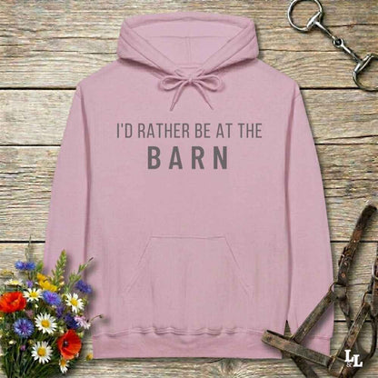 pink  I'd Rather be at the Barn Hoodie for Horse Riders, Barn Wear Hoodie, Equestrian Apparel. Great gift for horse lover.