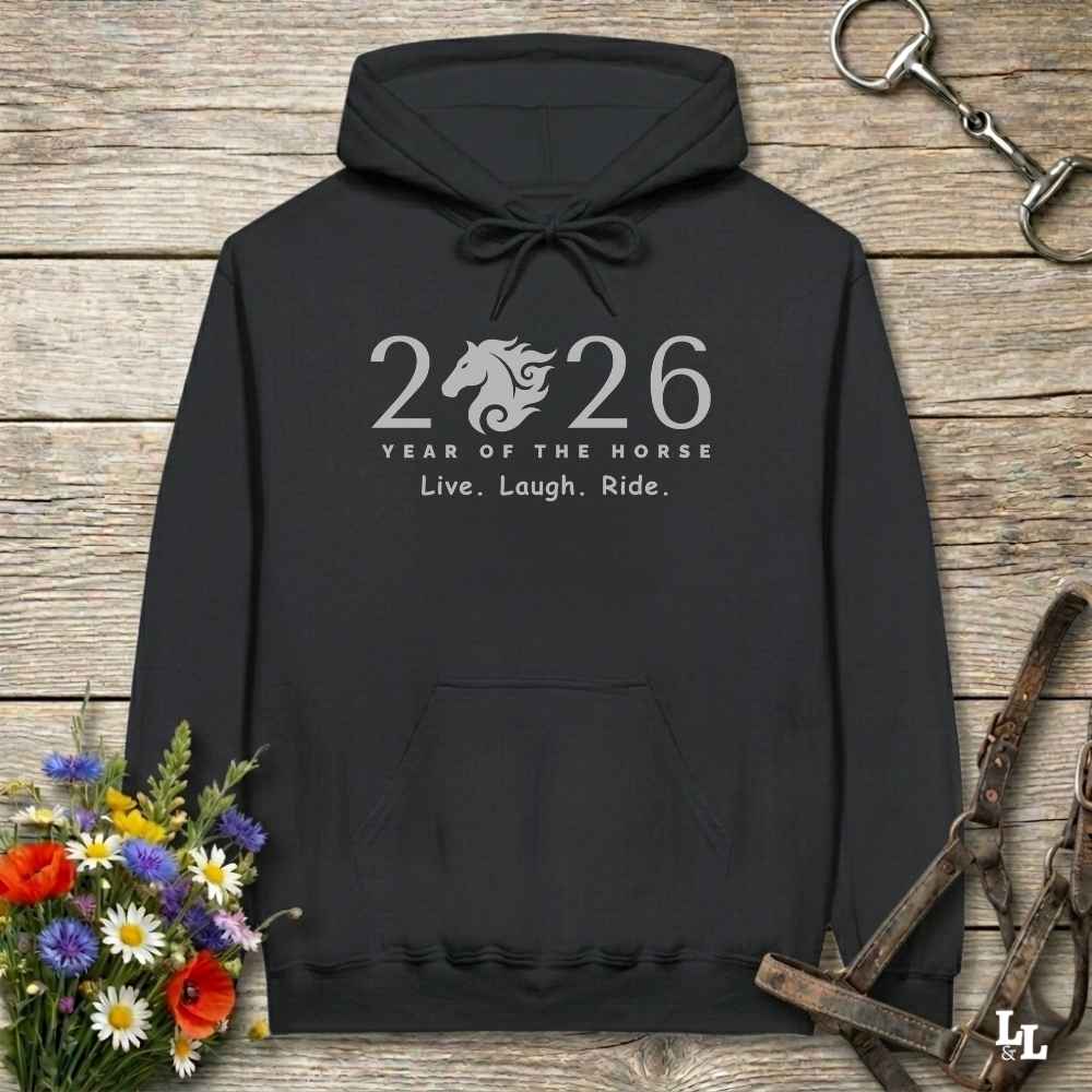 black Live Laugh Ride Hoodie for Horse Lovers, Barn Wear Hoodie Equestrian Apparel