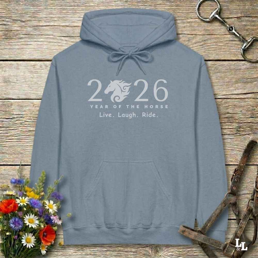 blue Live Laugh Ride Hoodie for Horse Lovers, Barn Wear Hoodie Equestrian Apparel