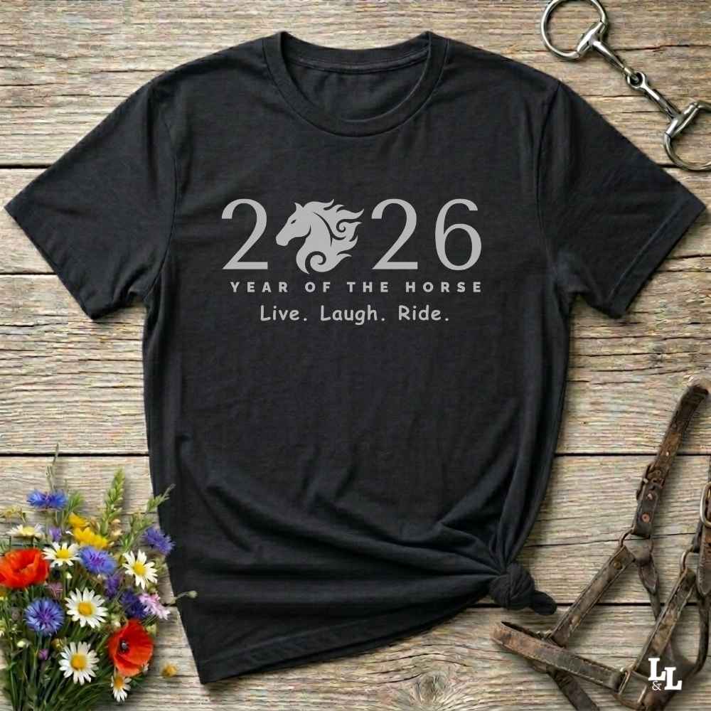 black Live Laugh Ride T-Shirt for Horse Lovers, Riding Apparel, Barn Wear Tee