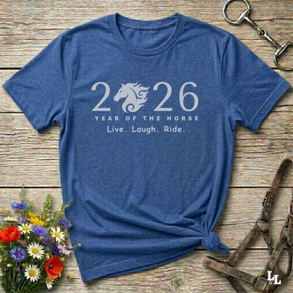 blue Live Laugh Ride T-Shirt for Horse Lovers, Riding Apparel, Barn Wear Tee