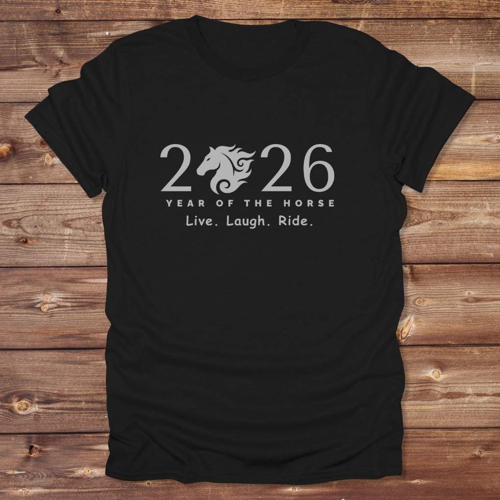 Black Live Laugh Ride T-Shirt for Horse Lovers, Riding Apparel, Barn Wear Tee