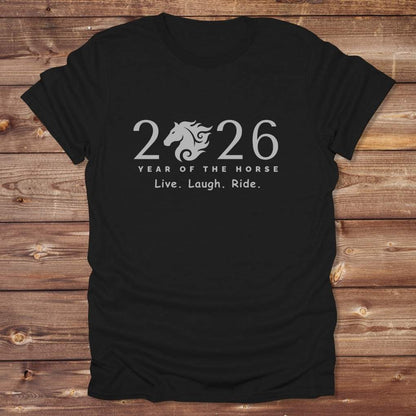 Black Live Laugh Ride T-Shirt for Horse Lovers, Riding Apparel, Barn Wear Tee