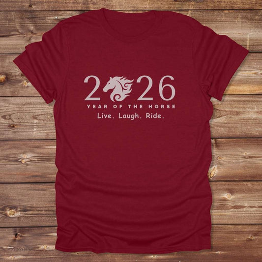 Red Live Laugh Ride T-Shirt for Horse Lovers, Riding Apparel, Barn Wear Tee
