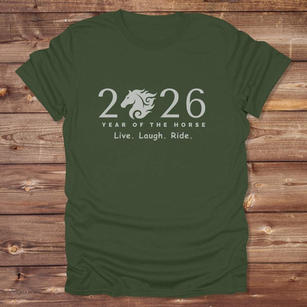 Green Live Laugh Ride T-Shirt for Horse Lovers, Riding Apparel, Barn Wear Tee