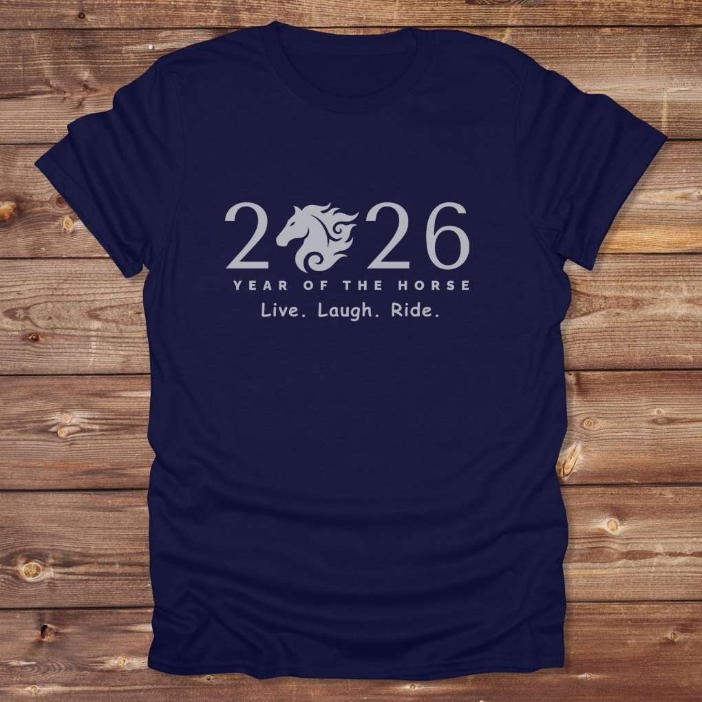 Navy Blue Live Laugh Ride T-Shirt for Horse Lovers, Riding Apparel, Barn Wear Tee