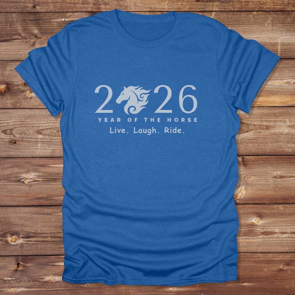 Blue Live Laugh Ride T-Shirt for Horse Lovers, Riding Apparel, Barn Wear Tee