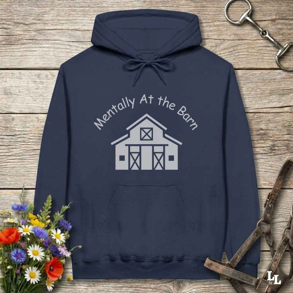 navy blue Mentally at the Barn Hoodie for Horse Lovers, Trail Riding Hoodie, Horse Rider Hoodie