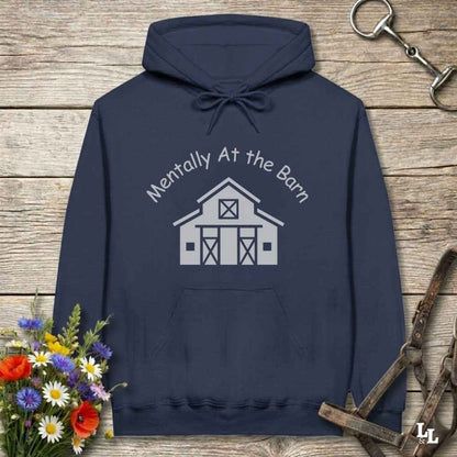navy blue Mentally at the Barn Hoodie for Horse Lovers, Trail Riding Hoodie, Horse Rider Hoodie