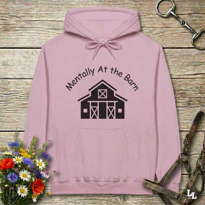 pink Mentally at the Barn Hoodie for Horse Lovers, Trail Riding Hoodie, Horse Rider Hoodie