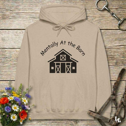 beige Mentally at the Barn Hoodie for Horse Lovers, Trail Riding Hoodie, Horse Rider Hoodie