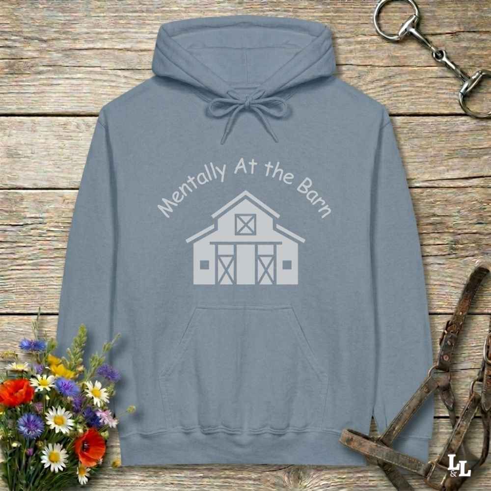 blue  Mentally at the Barn Hoodie for Horse Lovers, Trail Riding Hoodie, Horse Rider Hoodie