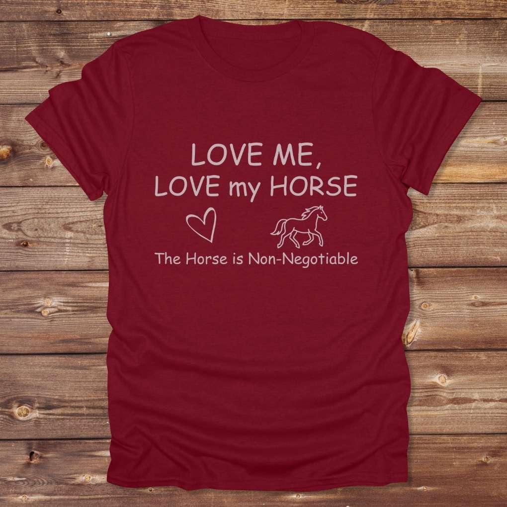 Red Love Me, Love my Horse T-Shirt for Horse Lovers, Horse Riding Tee for Trail Riding