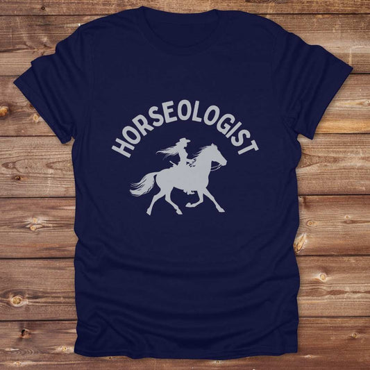 navy blue Horseologist T-Shirt, Essential Barn Tee for Horse Rider. Equestrian Apparel.