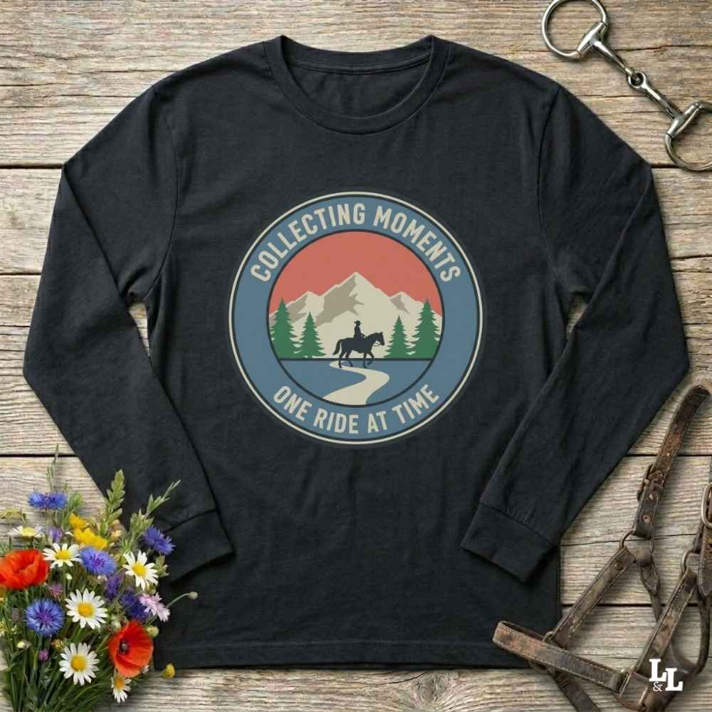 black collecting moments one ride at a time t-shirt, perfect gift for horse lovers