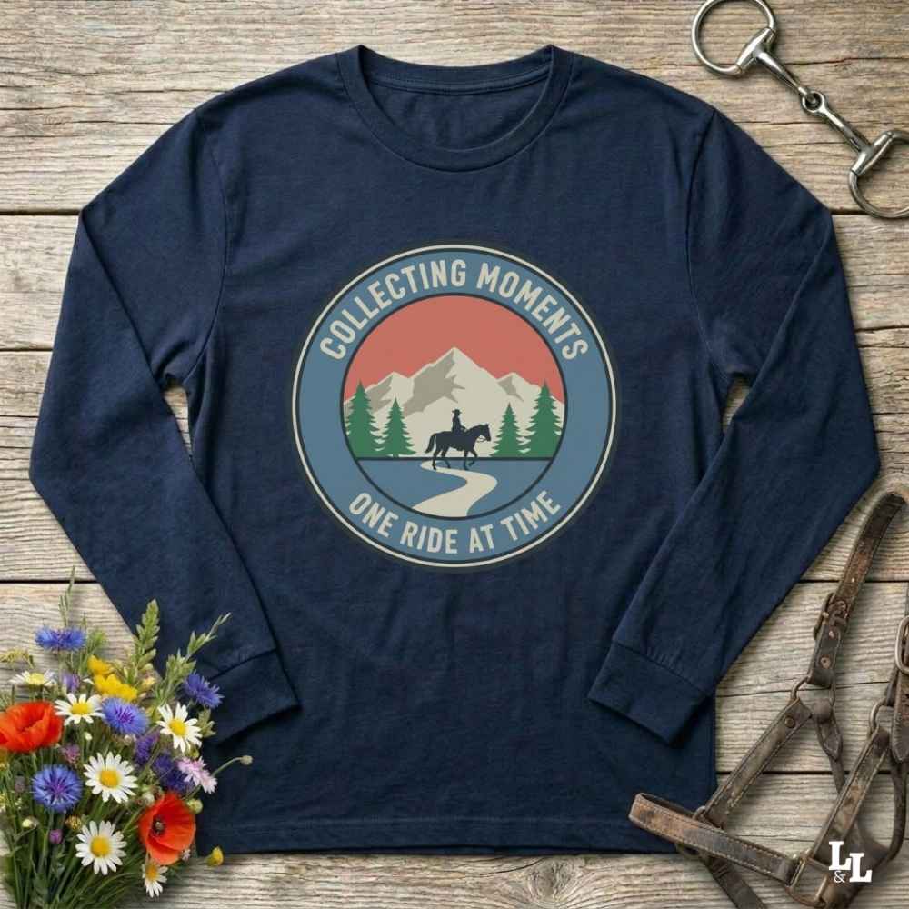 navy blue collecting moments one ride at a time t-shirt, perfect gift for horse lovers