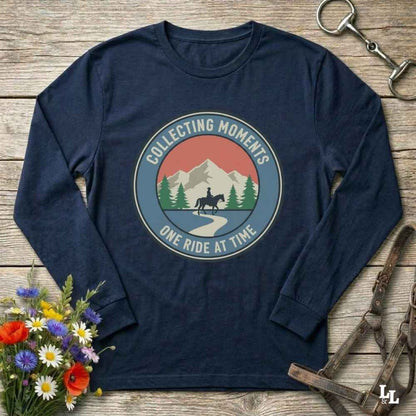 navy blue collecting moments one ride at a time t-shirt, perfect gift for horse lovers