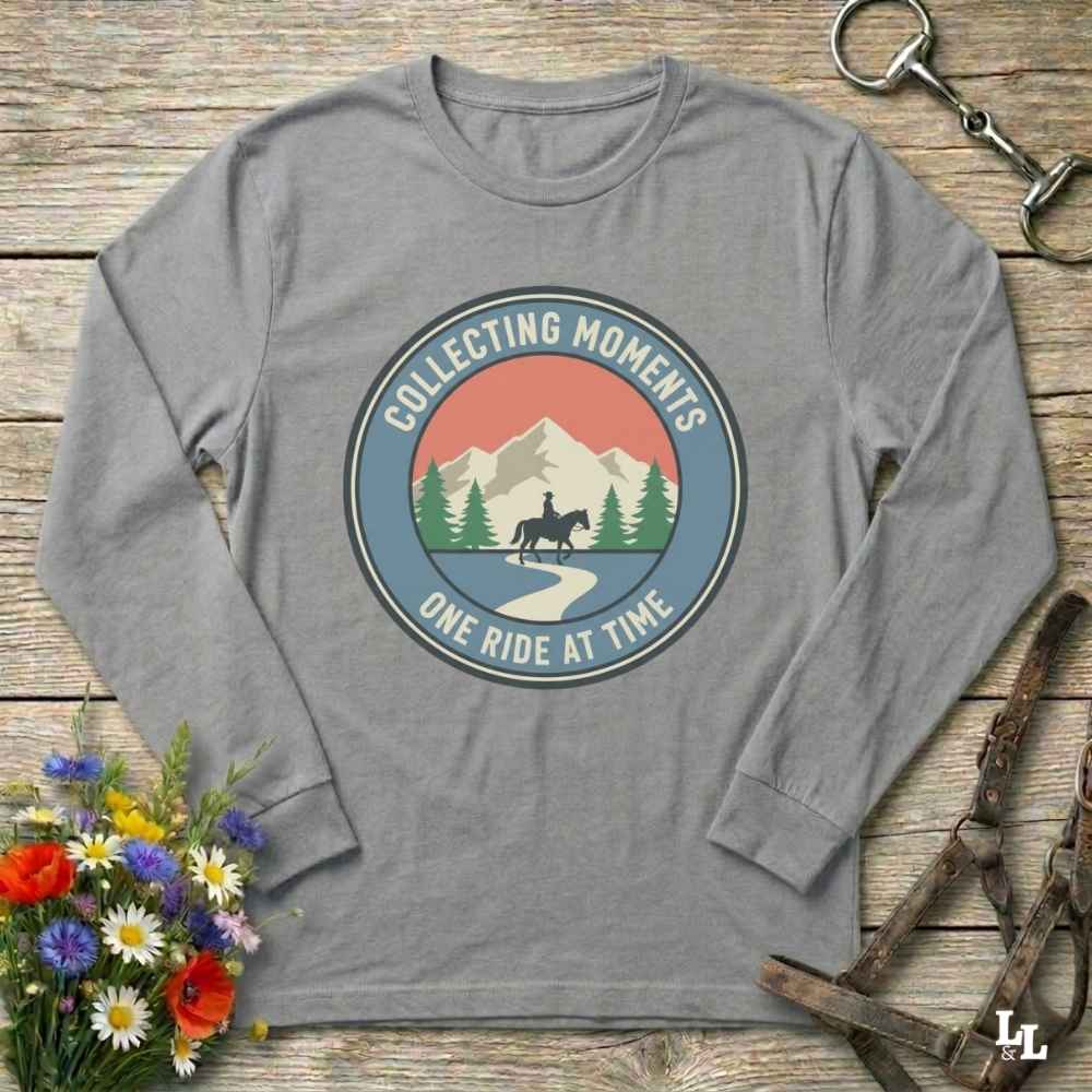 gray collecting moments one ride at a time t-shirt, perfect gift for horse lovers