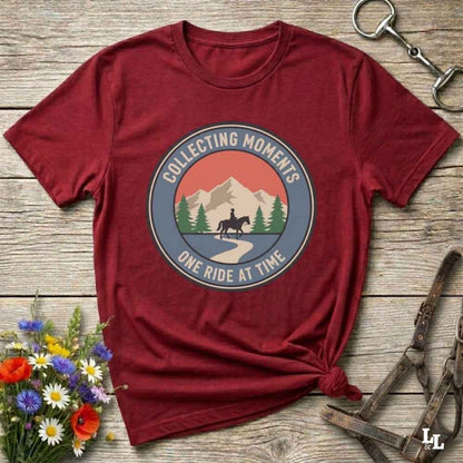 red Collecting Moments One Ride at a Time T-Shirt for Horse Lovers, Horse Riding Tee