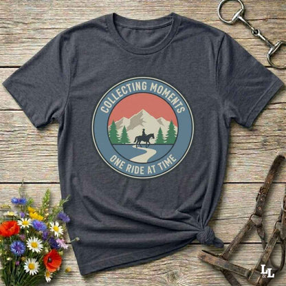 gray Collecting Moments One Ride at a Time T-Shirt for Horse Lovers, Horse Riding Tee
