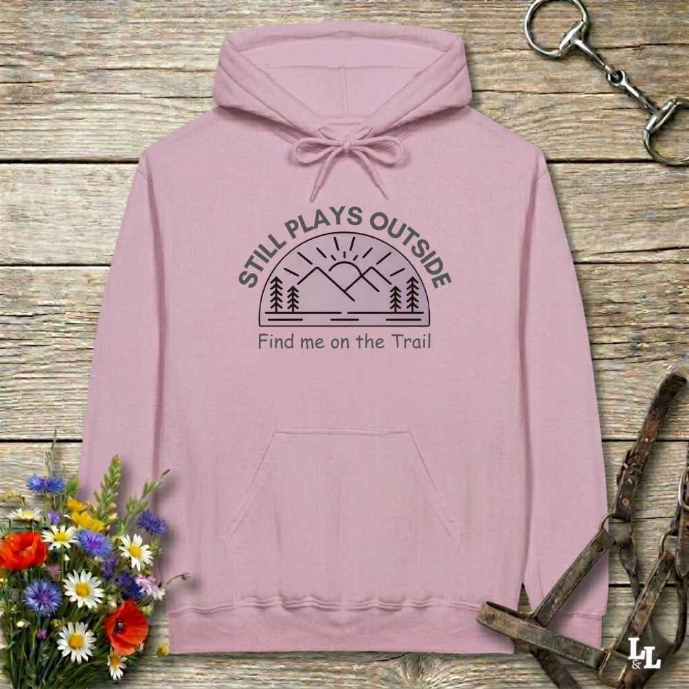 pink Still Plays Outside Hoodie for Horse Lovers, Cozy Barn Wear Horse Riding Hoodie