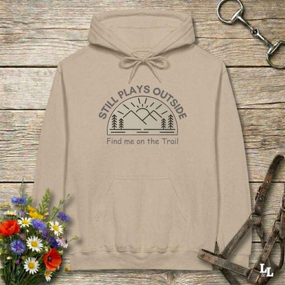 beige Still Plays Outside Hoodie for Horse Lovers, Cozy Barn Wear Horse Riding Hoodie
