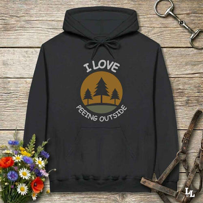 black I Love Peeing Outside Hoodie for Horse Riders, Cozy Barn Wear Hoodie, Equestrian Apparel