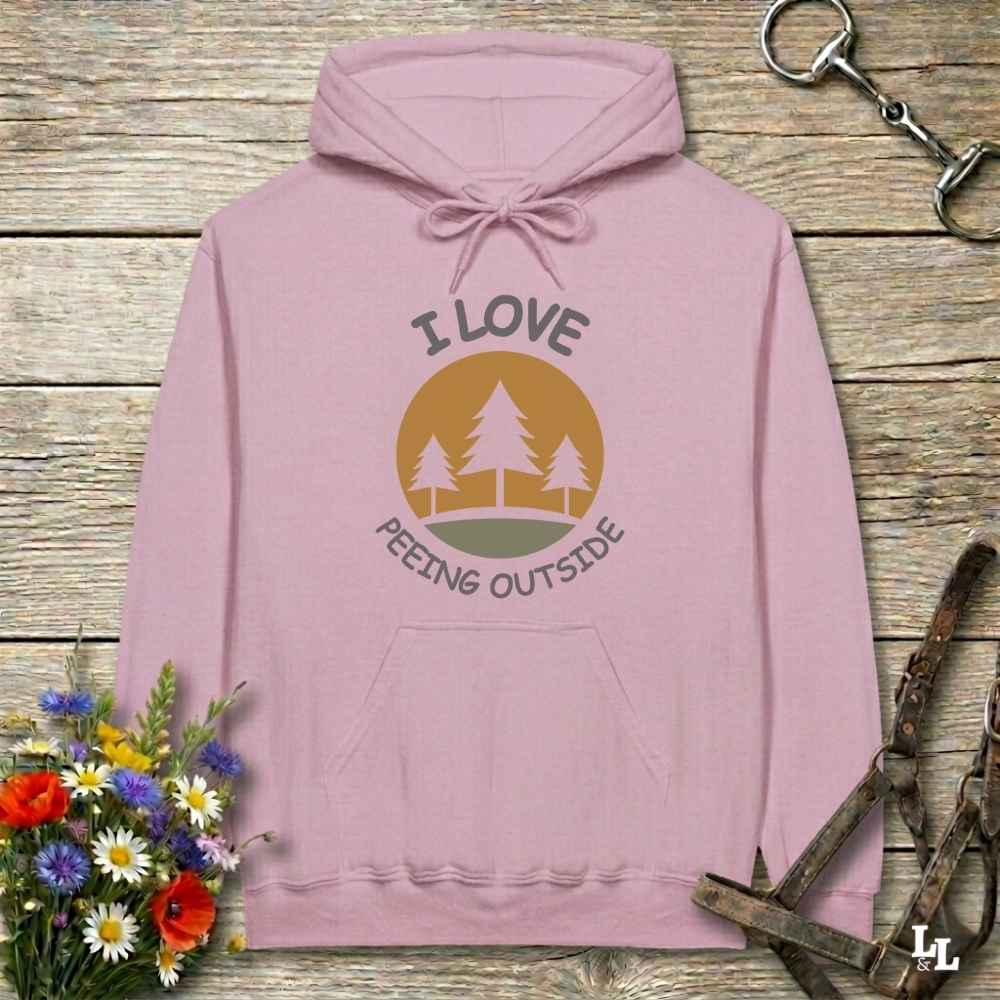 pink I Love Peeing Outside Hoodie for Horse Riders, Cozy Barn Wear Hoodie, Equestrian Apparel