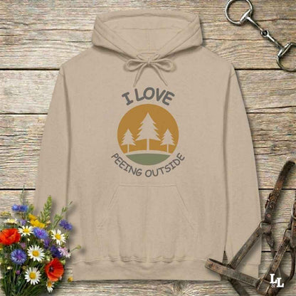 beige I Love Peeing Outside Hoodie for Horse Riders, Cozy Barn Wear Hoodie, Equestrian Apparel