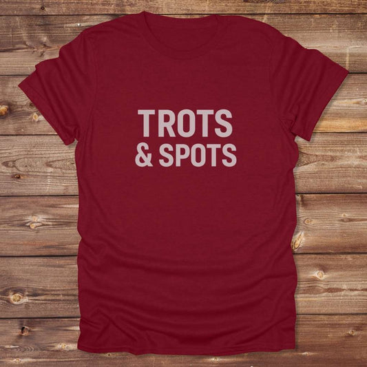 Red Trots and Spots T-Shirt for Pinto Horse Lover, Trail Riding Tee for Horse Rider