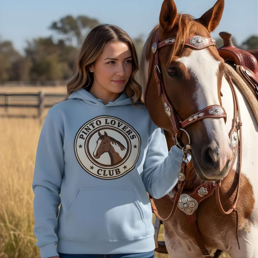 Pinto Lovers Club Hoodie for Pinto Horse Lovers, Cozy Barn Hoodie