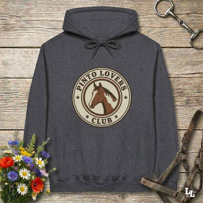gray Pinto Lovers Club Hoodie for Pinto Horse Lovers, Cozy Barn Hoodie